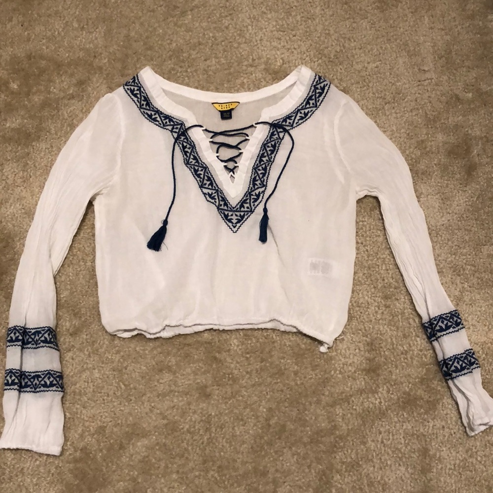XS Vintage Long Sleeve Crop Top